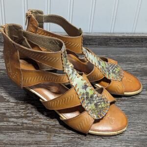 Spring Step Women's Quest Tan Multicolor Leather Heeled Size 39